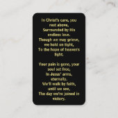 スリークロスサンセット葬儀祈りの言葉カード 名刺 (裏面)