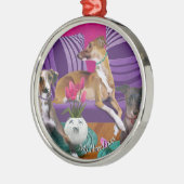 スリーグイタリアンレイハウンドポートレートアートオーナメント メタルオーナメント (左)