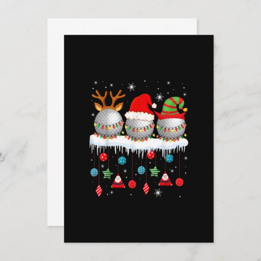 スリーサンタトナディア小妖精や小人ゴルフボールクリスマスライフ 招待状 (正面/裏面)