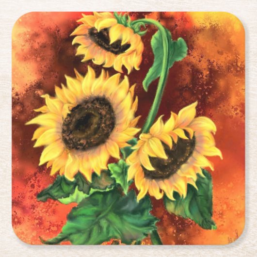 スリーサンフラワーズ紙コースター スクエアペーパーコースター (正面)