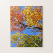 スリーシェードオブカラフル秋メープルツリーズ ジグソーパズル (縦)