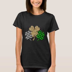 スリーシャムロックヒョウ水牛プレイドセントパトリックD Tシャツ