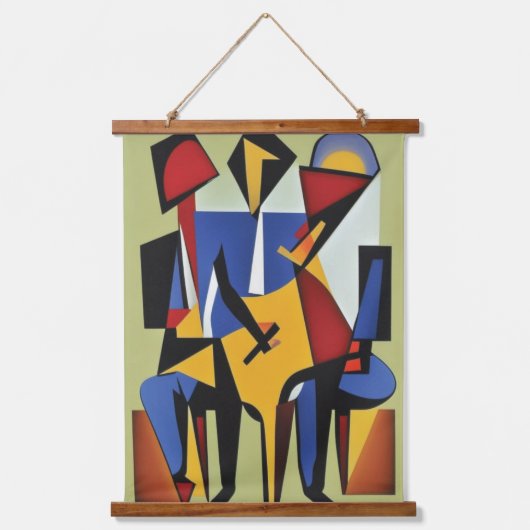 スリージャズミュージシャンウォールタペストリー 吊り下げ型タペストリー (正面)