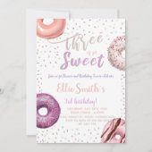 スリースウィートドーナツ誕生日招待状 招待状 (正面)
