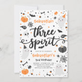 スリースピリットかわいいハロウィーン幽霊3日 招待状 (正面)
