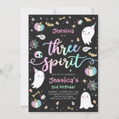 スリースピリットかわいいハロウィーン幽霊3日 招待状 (正面)