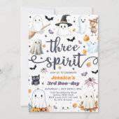 スリースピリットかわいいハロウィーン幽霊3日 招待状 (正面)