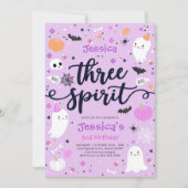 スリースピリットかわいいハロウィーン幽霊3日 招待状 (正面)