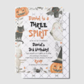 スリースピリットかわいいハロウィーン3回目の誕生日招待状 ベラム紙招待状 (オフセット (招待状))