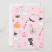 スリースピリットハロウィンピンクのスプキー女の子の誕生日 招待状 (裏面)