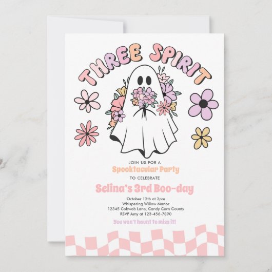 スリースピリットハロウィーンフローラ幽霊3rd誕生日 招待状 (正面)