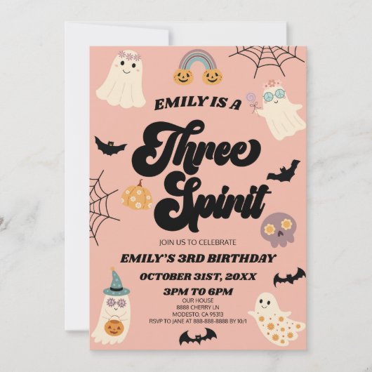 スリースピリットハロウィーン3回目の誕生日パーティー 招待状 (正面)