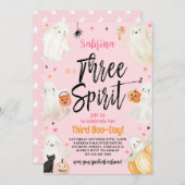 スリースピリットピンクハロウィーン3回目の誕生日パーティー 招待状 (正面/裏面)