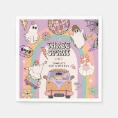 スリースピリットレトロおもしろい3rd誕生日パーティー スタンダードカクテルナプキン (正面)