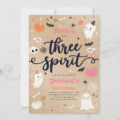 スリースピリットヴィンテージハロウィーン幽霊3rd誕生日 招待状 (正面)