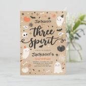 スリースピリットヴィンテージハロウィーン幽霊3rd誕生日 招待状 (スタンド正面)