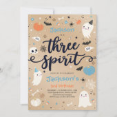 スリースピリットヴィンテージハロウィーン幽霊3rd誕生日 招待状 (正面)