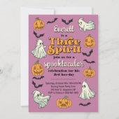 スリースピリット幽霊サードハロウィン秋誕生日 招待状 (正面)