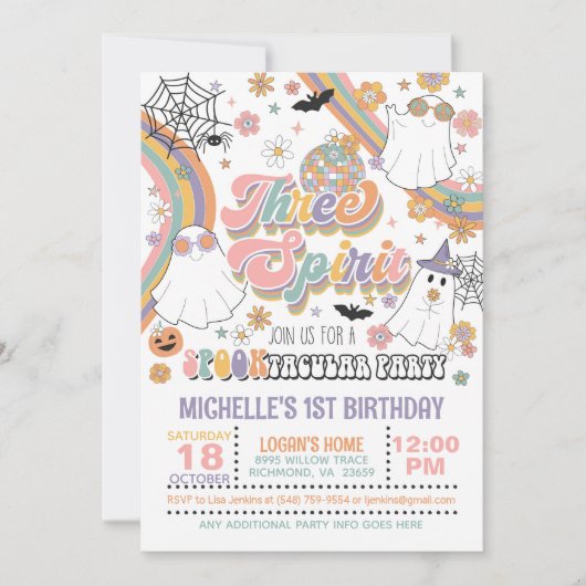 スリースピリット3rd誕生日招待状 – 少女 招待状 (正面)