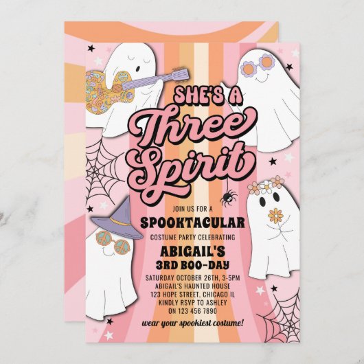 スリースピリットGroovyハロウィーン第3誕生日パーティー 招待状 (正面/裏面)