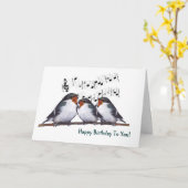 スリースワローズ歌ハッピーバースデー:油パステル カード (黄色い花)