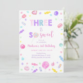 スリーズザスイートキャンディ棒つきキャンデー誕生日 招待状 (スタンド正面)