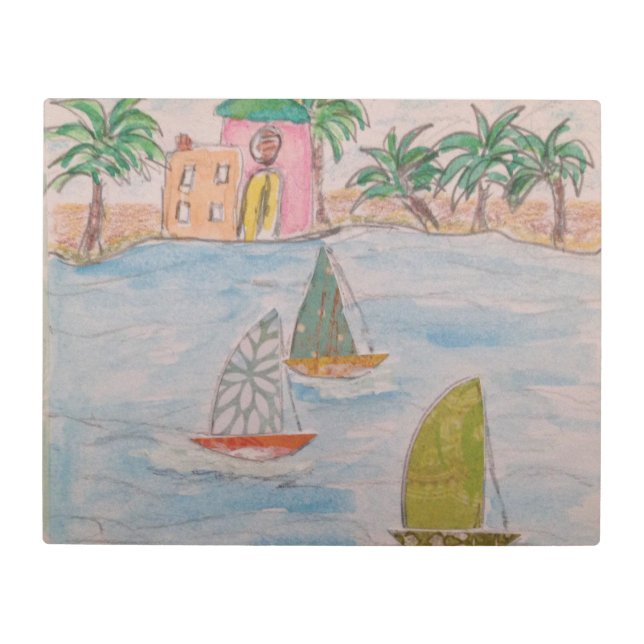 スリーセーラーボート メタルプリント (正面)