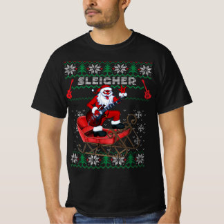 スリーダーサンタ醜いクリスマスセーターデザイン Tシャツ