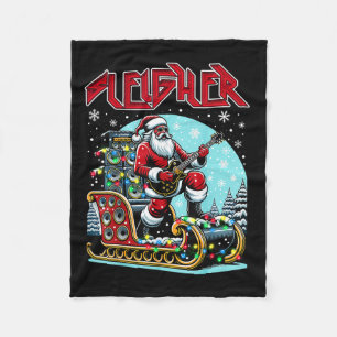 スリーダーハイルサンタヘビーメタルクリスマスロックXma フリースブランケット