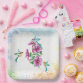 スリーハミングバーズウォーターカラー紙プレート ペーパープレート (パーティー)