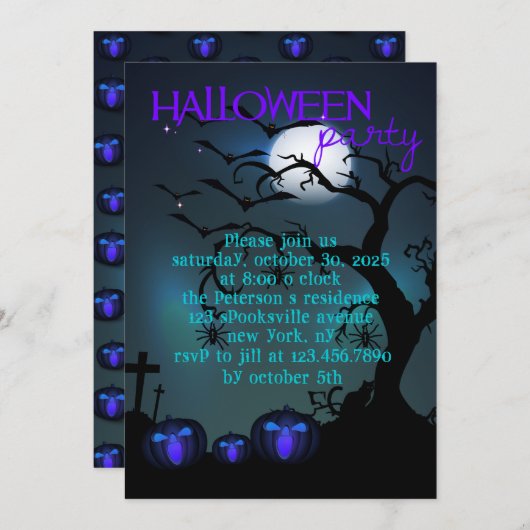 スリーハロウィンカボンプキンスハローウィンパーティインベイション 招待状 (正面/裏面)