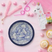 スリーハーレスラビッツブルーホワイトタイルメダリオン ペーパープレート (パーティー)