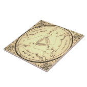 スリーハーレランニングスウサギセピアミスティカルデザイン タイル (側面)