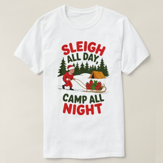 スリーハー+オールデイキャンプ+オールナイト クリスマスデザイン Tシャツ (デザイン正面)