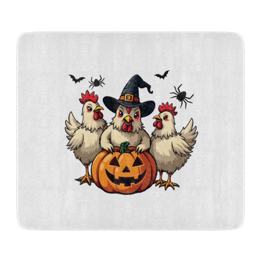 スリーハ不気味ロウィーンチキン農家秋ウィッチ カッティングボード (正面)