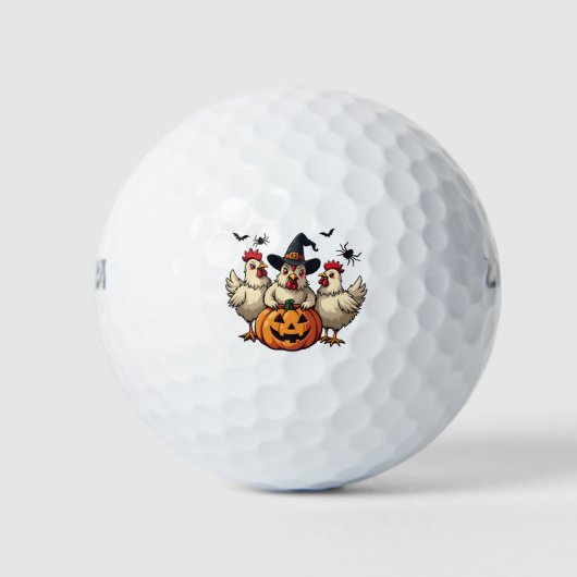 スリーハ不気味ロウィーンチキン農家秋ウィッチ ゴルフボール (正面)