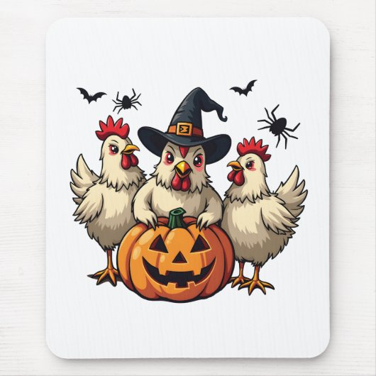 スリーハ不気味ロウィーンチキン農家秋ウィッチ マウスパッド (正面)