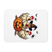 スリーハ不気味ロウィーンチキン農家秋ウィッチ マグネット (横)