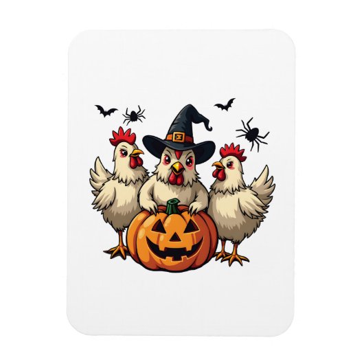 スリーハ不気味ロウィーンチキン農家秋ウィッチ マグネット (縦)