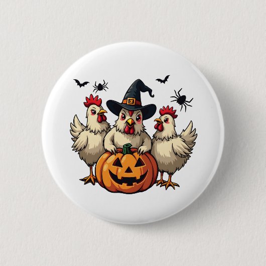スリーハ不気味ロウィーンチキン農家秋ウィッチ 缶バッジ (正面)