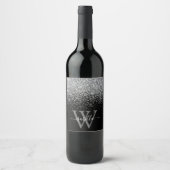 スリーバーブラックグリッターエレガントスクリプト名 ワインラベル (正面)