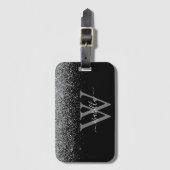 スリーバーブラックグリッター名 ラゲッジタグ (正面縦)