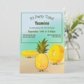 スリーパイナップルキャラクター子供の誕生日招待状 招待状 (スタンド正面)
