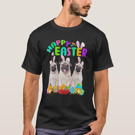 スリーパグバニーイヤーパグハッピーイースター Tシャツ (正面)