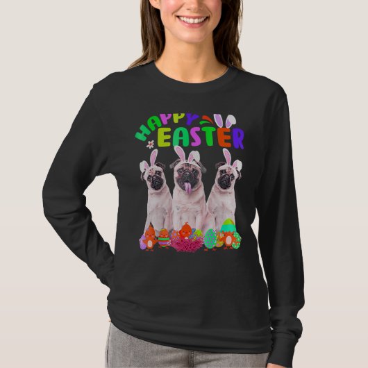 スリーパグバニーイヤーパグハッピーイースター Tシャツ (正面)