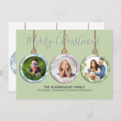 スリーパステルオーナメントカスタムフォトクリスマス シーズンカード (正面/裏面)