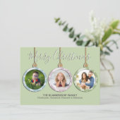 スリーパステルオーナメントカスタムフォトクリスマス シーズンカード (スタンド正面)