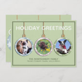 スリーパステルオーナメントカスタムフォトクリスマス シーズンカード (正面/裏面)