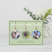 スリーパステルオーナメントカスタムフォトクリスマス シーズンカード (スタンド正面)