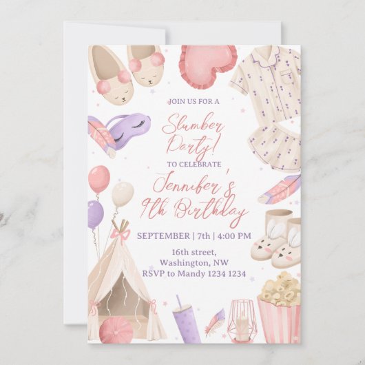 スリーパー・パジャマ・パーティー 招待状 (正面)